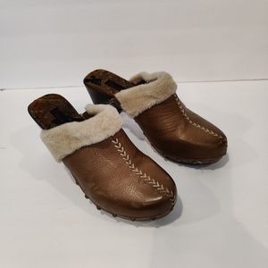 Bare Traps Addison brown leather mule clogs